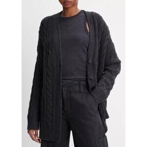 Vince Charcoal Cable Knit Cardigan